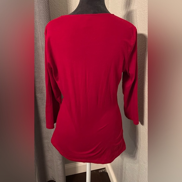 Ann Taylor Red Wrap Top – Size Medium – Ruching Detail - Picture 2 of 5